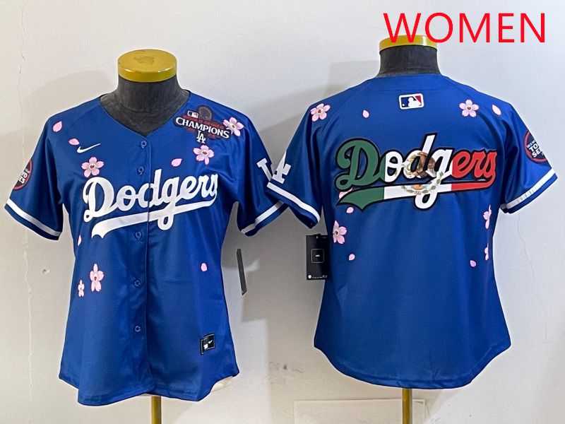 Women Los Angeles Dodgers Blank Blue Sakura Edition 2025 Nike MLB Jersey style 9